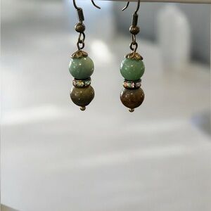 20213 ⭐️Dragon blood jade (green/brown tint) earrings⭐️